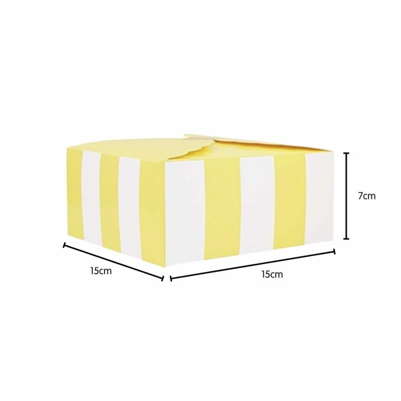 Cake Boards & Boxes | Light Yellow And White Stripe Patisserie Boxes (Pack Of 6) Baking & Cake Decorating Cake Boards & Boxes