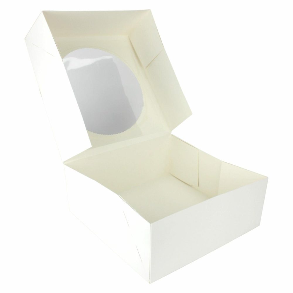 Cake Boards & Boxes | White Cake Box With Window 25Cm Baking & Cake Decorating Cake Boards & Boxes