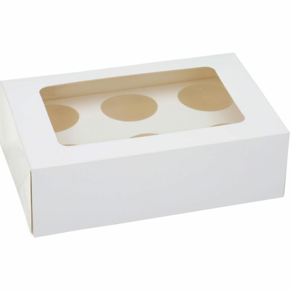 Cake Boards & Boxes | White Cupcake Box With Window (6 Cup) Baking & Cake Decorating Cake Boards & Boxes