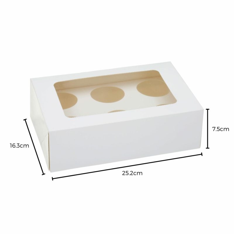 Cake Boards & Boxes | White Cupcake Box With Window (6 Cup) Baking & Cake Decorating Cake Boards & Boxes