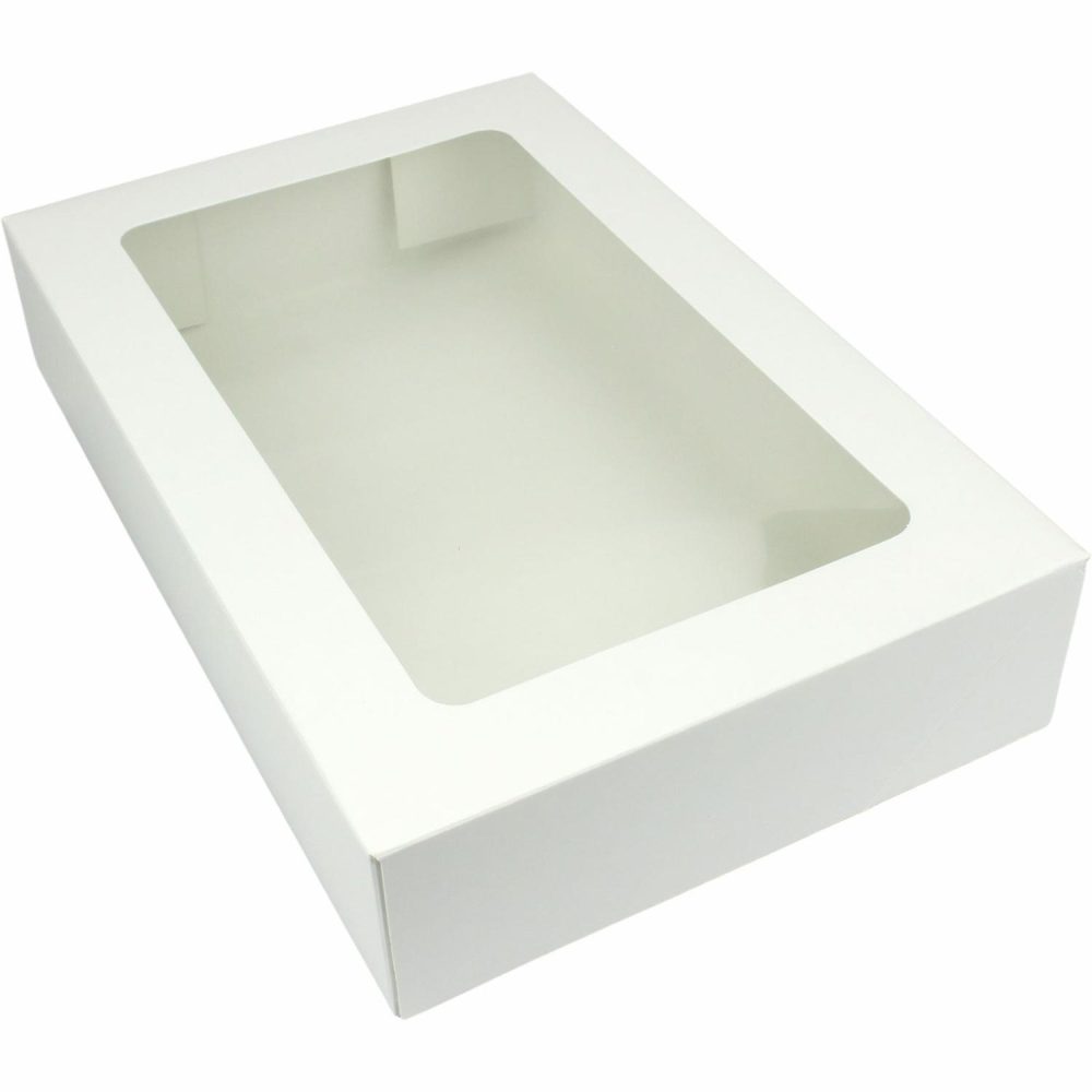 Cake Boards & Boxes | White Donut Boxes With Window 30Cm X 20Cm X 6Cm (Pack Of 2) Baking & Cake Decorating Cake Boards & Boxes