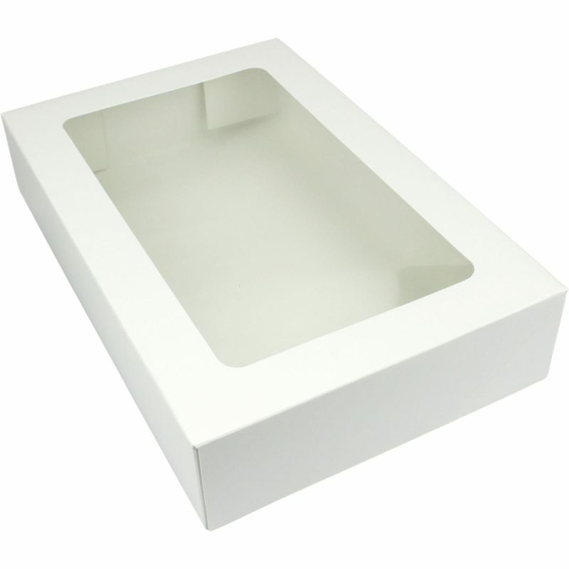 Cake Boards & Boxes | White Donut Boxes With Window 30Cm X 20Cm X 6Cm (Pack Of 2) Baking & Cake Decorating Cake Boards & Boxes