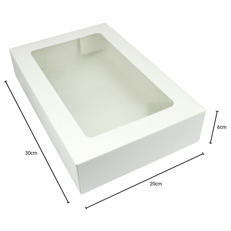 Cake Boards & Boxes | White Donut Boxes With Window 30Cm X 20Cm X 6Cm (Pack Of 2) Baking & Cake Decorating Cake Boards & Boxes