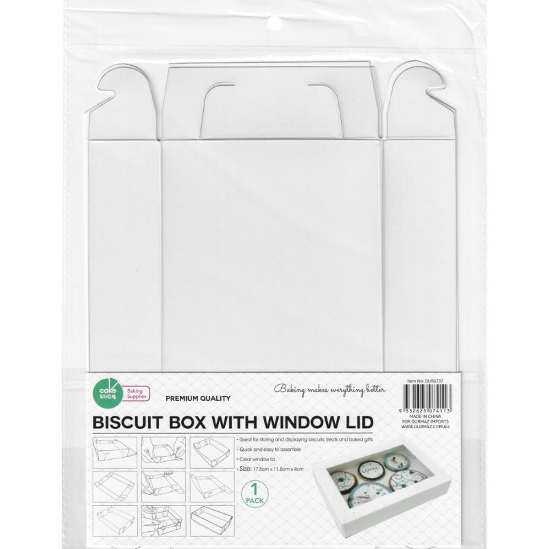 Cake Boards & Boxes | White Rectangle Cookie / Biscuit Box With Clear Plastic Lid 17.5Cm Baking & Cake Decorating Cake Boards & Boxes