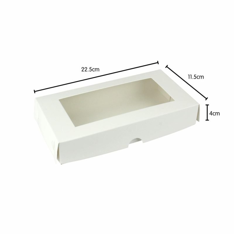 Cake Boards & Boxes | White Rectangle Cookie / Biscuit Boxes With Window Lids 22.5Cm (Pack Of 2) Baking & Cake Decorating Cake Boards & Boxes