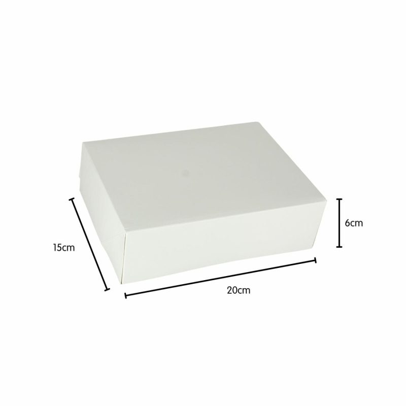 Cake Boards & Boxes | White Square Cardboard Cake Boxes 20Cm X 15Cm X 6Cm (Pack Of 2) Baking & Cake Decorating Cake Boards & Boxes