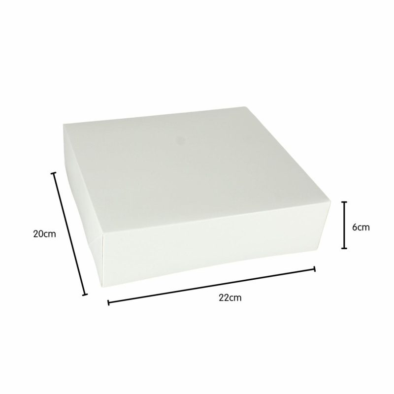 Cake Boards & Boxes | White Square Cardboard Cake Boxes 20Cm X 22Cm X 6Cm (Pack Of 2) Baking & Cake Decorating Cake Boards & Boxes