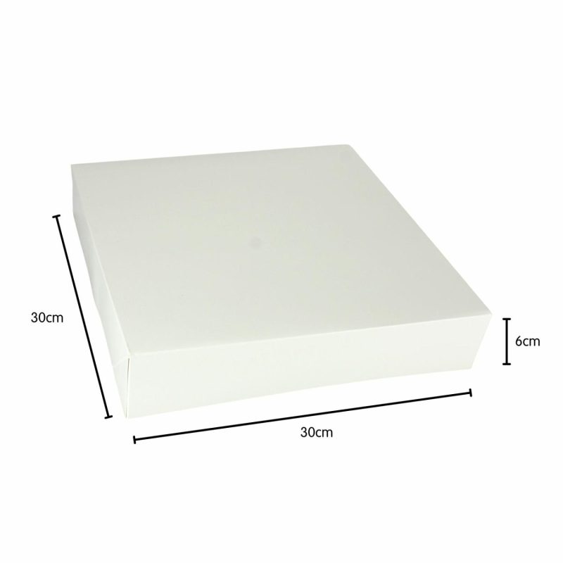 Cake Boards & Boxes | White Square Cardboard Cake Boxes 30Cm X 30Cm X 6Cm (Pack Of 2) Baking & Cake Decorating Cake Boards & Boxes