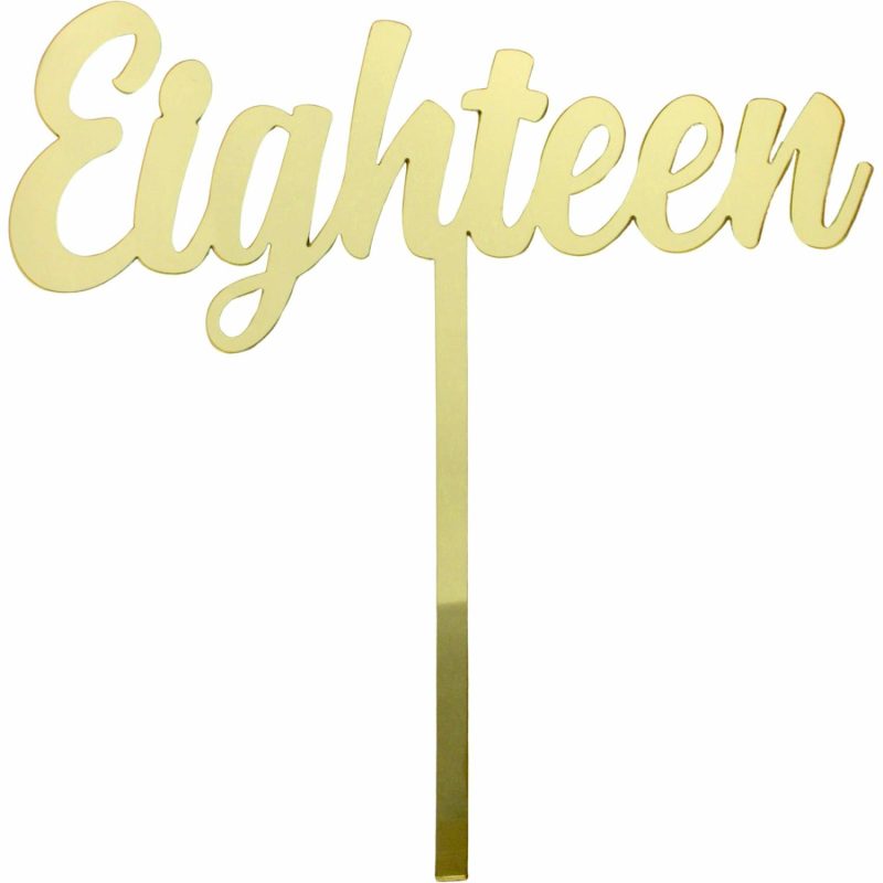 Cake & Cupcake Toppers | Eighteen Gold Acrylic Cake Topper Baking & Cake Decorating Cake & Cupcake Toppers