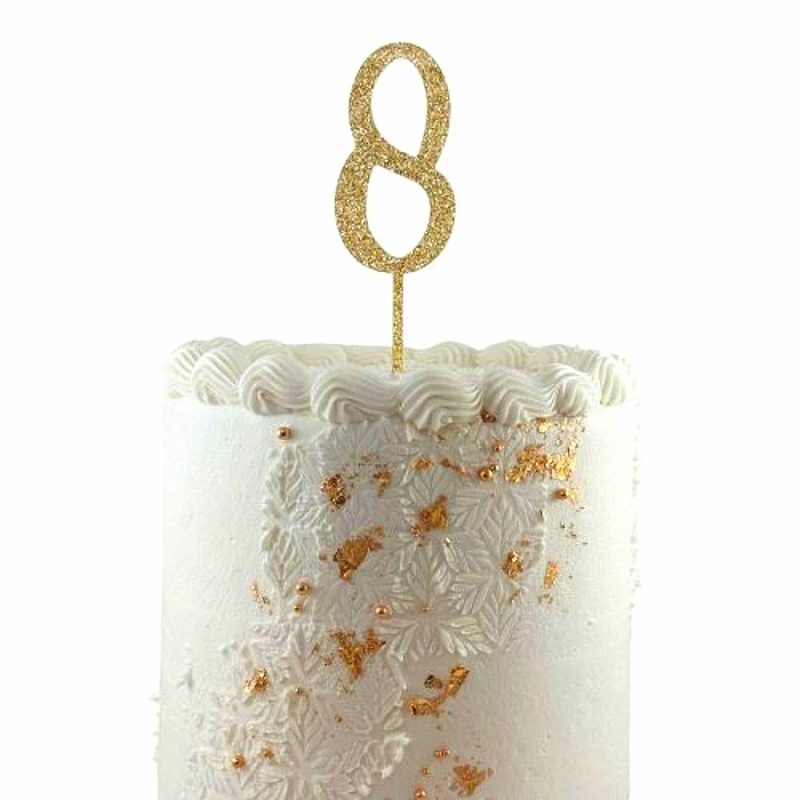 Cake & Cupcake Toppers | Glitter Gold Acrylic Number 8 Cake Topper Baking & Cake Decorating Cake & Cupcake Toppers