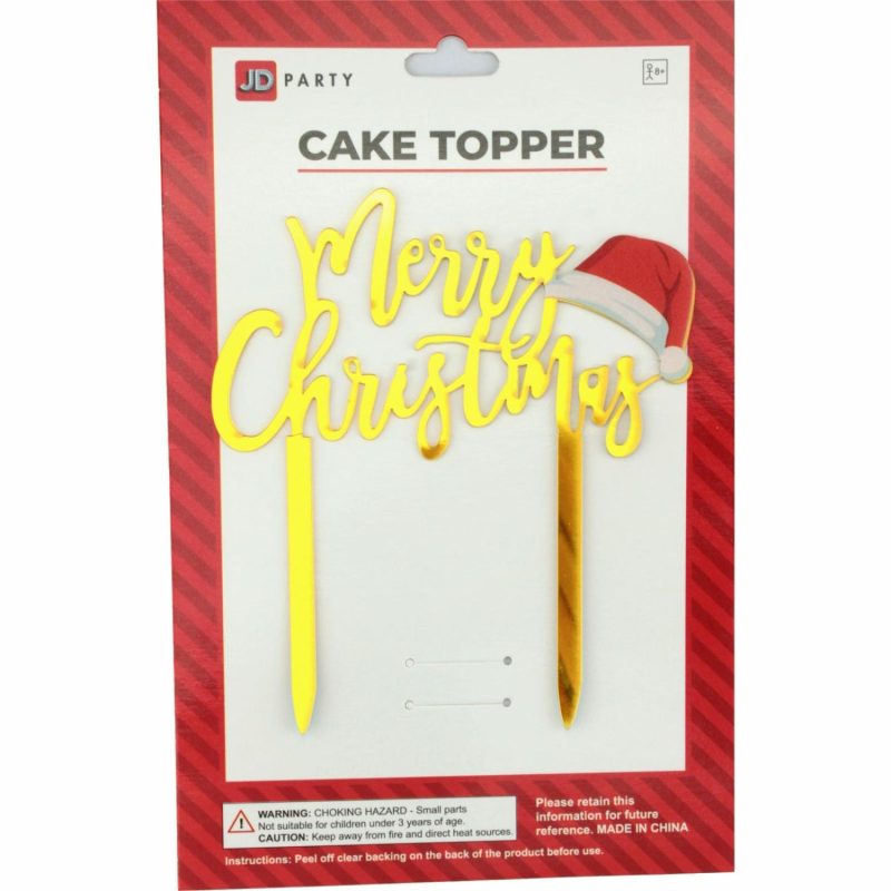 Cake & Cupcake Toppers | Gold Merry Christmas Cake Topper Baking & Cake Decorating Cake & Cupcake Toppers