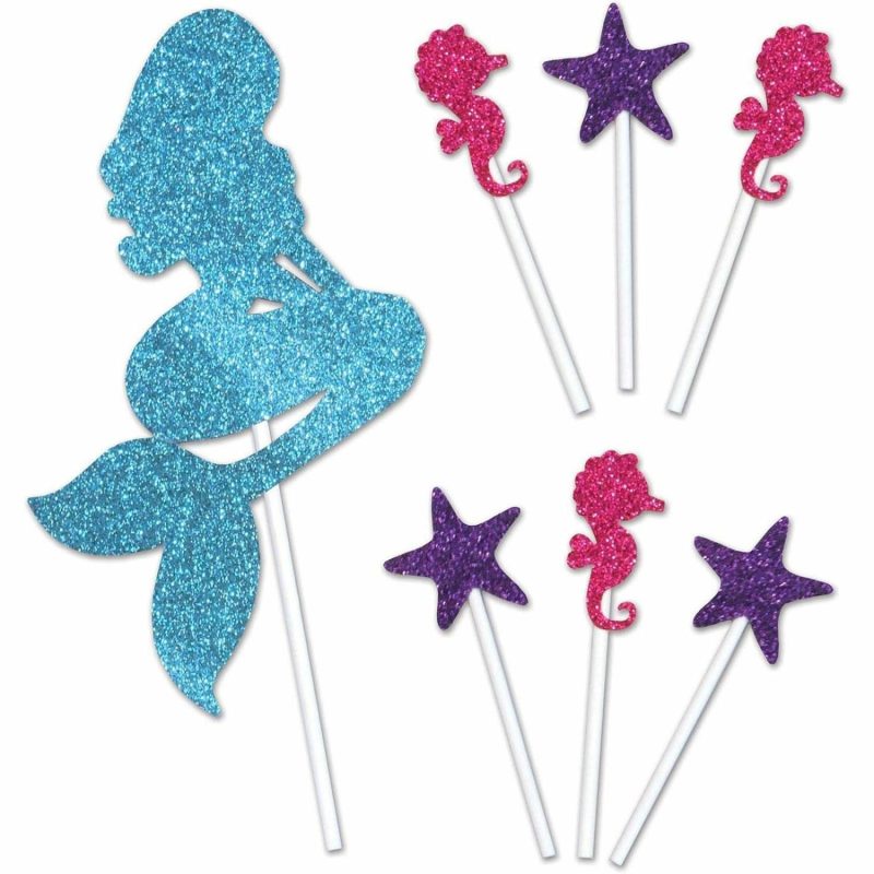 Cake & Cupcake Toppers | Mermaid Cake Toppers (Pack Of 7) Baking & Cake Decorating Cake & Cupcake Toppers