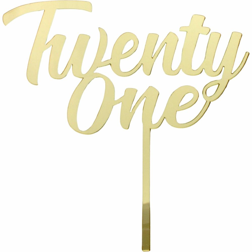 Cake & Cupcake Toppers | Twenty One Gold Acrylic Cake Topper Baking & Cake Decorating Cake & Cupcake Toppers