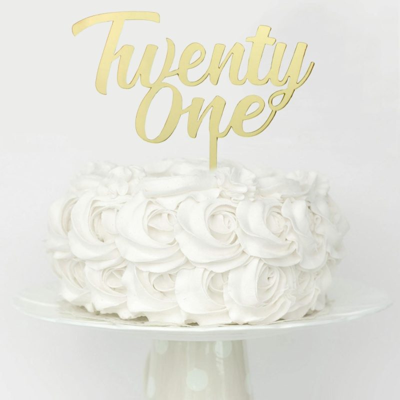 Cake & Cupcake Toppers | Twenty One Gold Acrylic Cake Topper Baking & Cake Decorating Cake & Cupcake Toppers