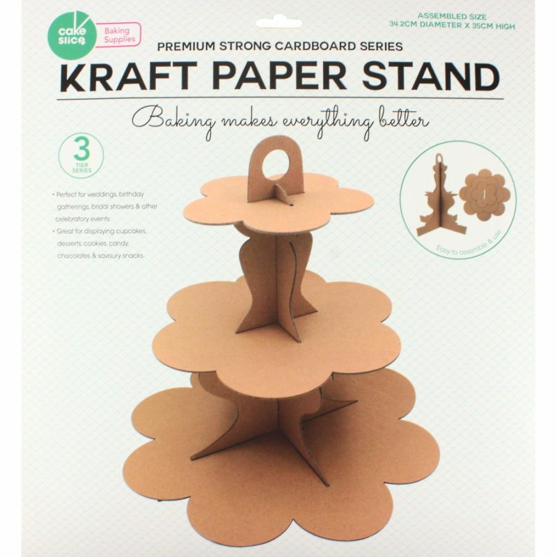 Cake Stands | Brown Kraft 3 Tier Cupcake Stand Baking & Cake Decorating Cake Stands