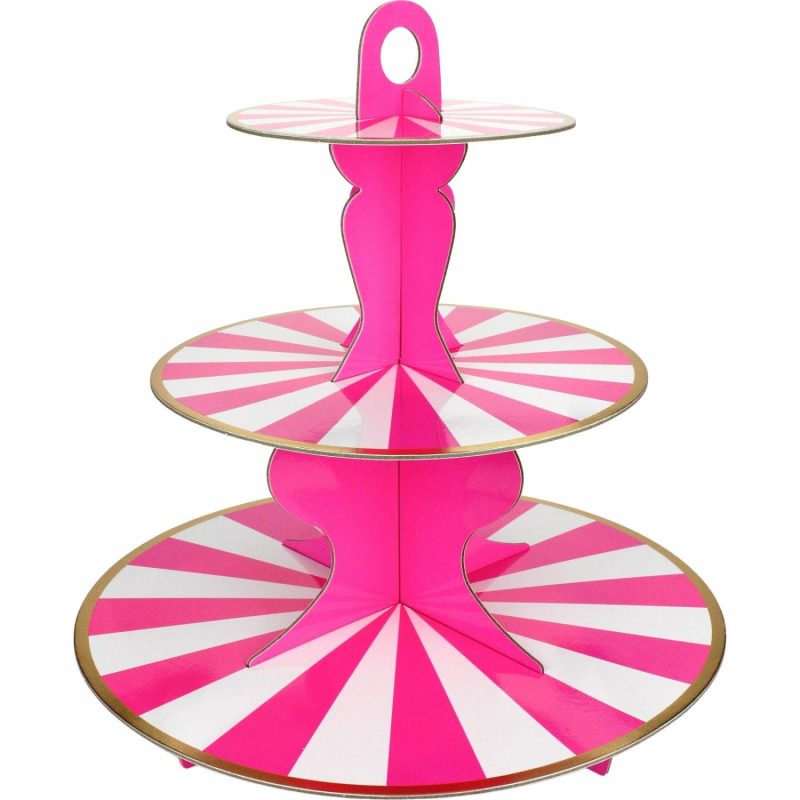 Cake Stands | Hot Pink & White Candy Stripe Cupcake Stand Baking & Cake Decorating Cake Stands