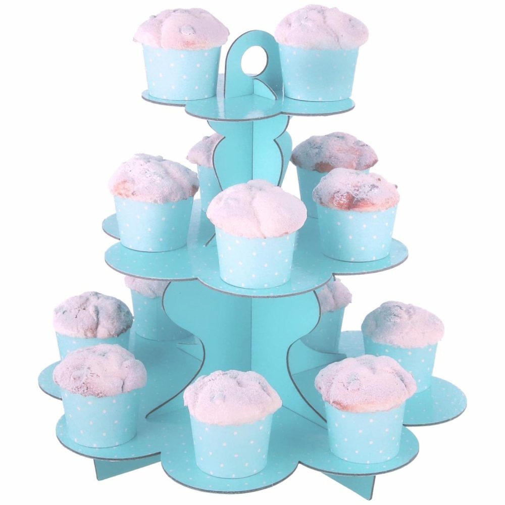 Cake Stands | Pastel Blue And White Dot Cupcake Stand Baking & Cake Decorating Cake Stands