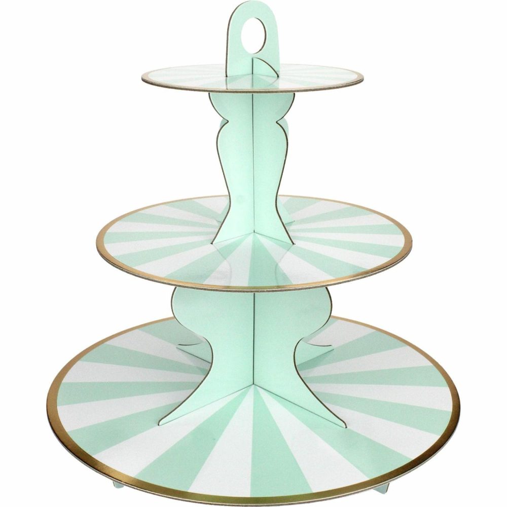 Cake Stands | Pastel Mint Green & White Candy Stripe Cupcake Stand Baking & Cake Decorating Cake Stands