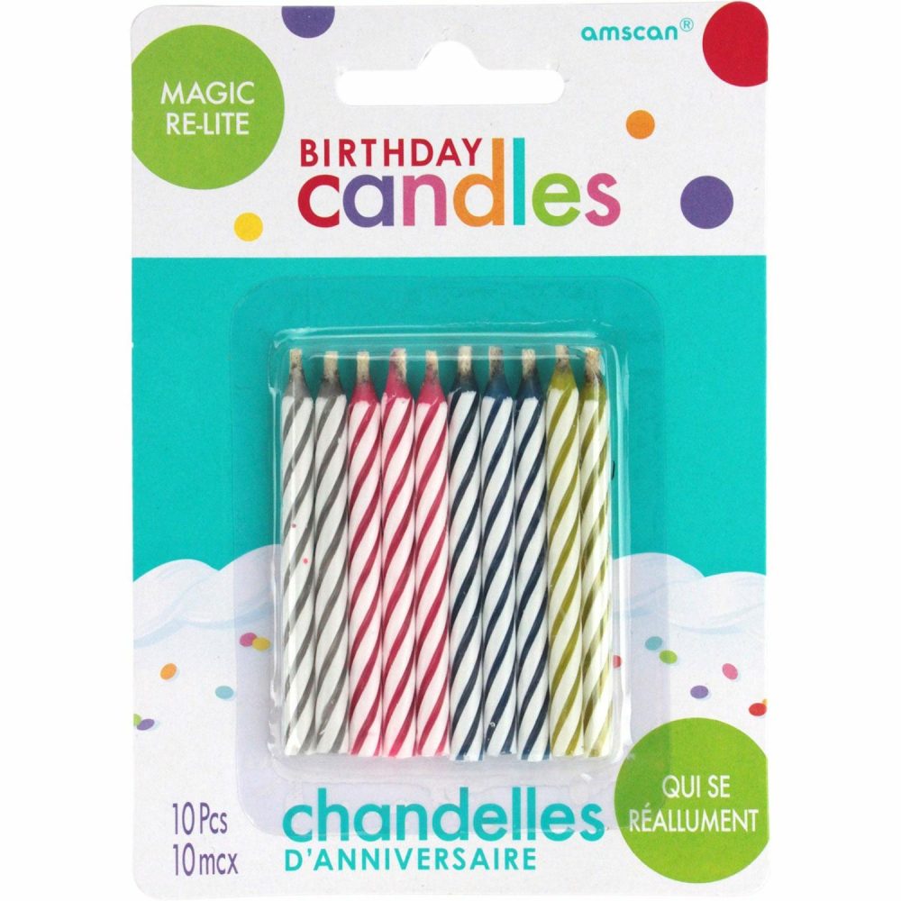 Candles | Assorted Magic Re-Lite Candles (Pack Of 10) Baking & Cake Decorating Candles