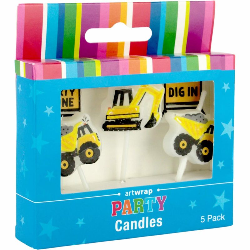 Candles | Construction Party Zone Candles (Set Of 5) Baking & Cake Decorating Candles