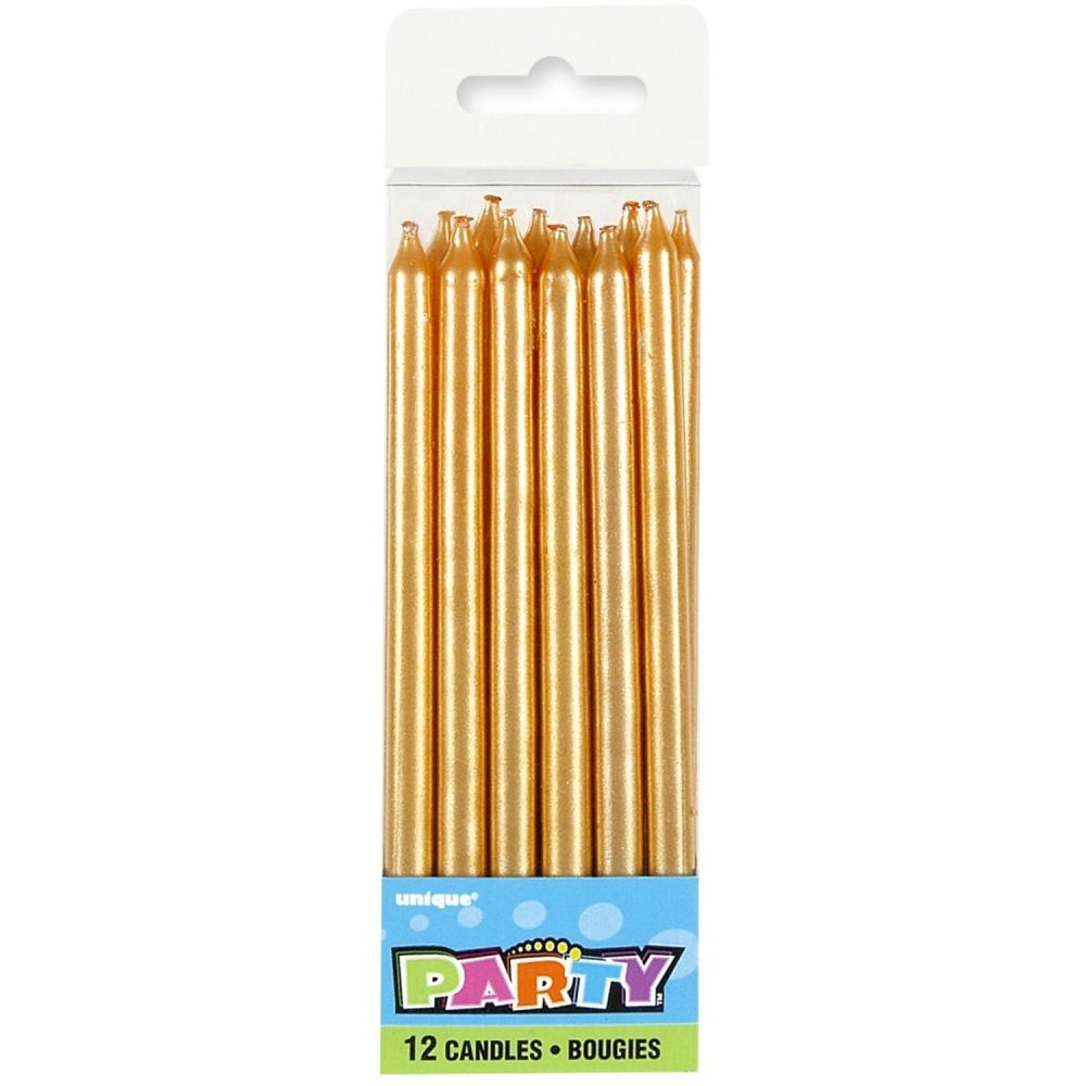 Candles | Gold Birthday Candles (Pack Of 12) Baking & Cake Decorating Candles