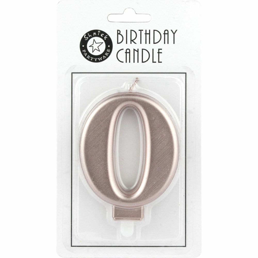 Candles | Metallic Light Rose Gold Number 0 Candle Baking & Cake Decorating Candles