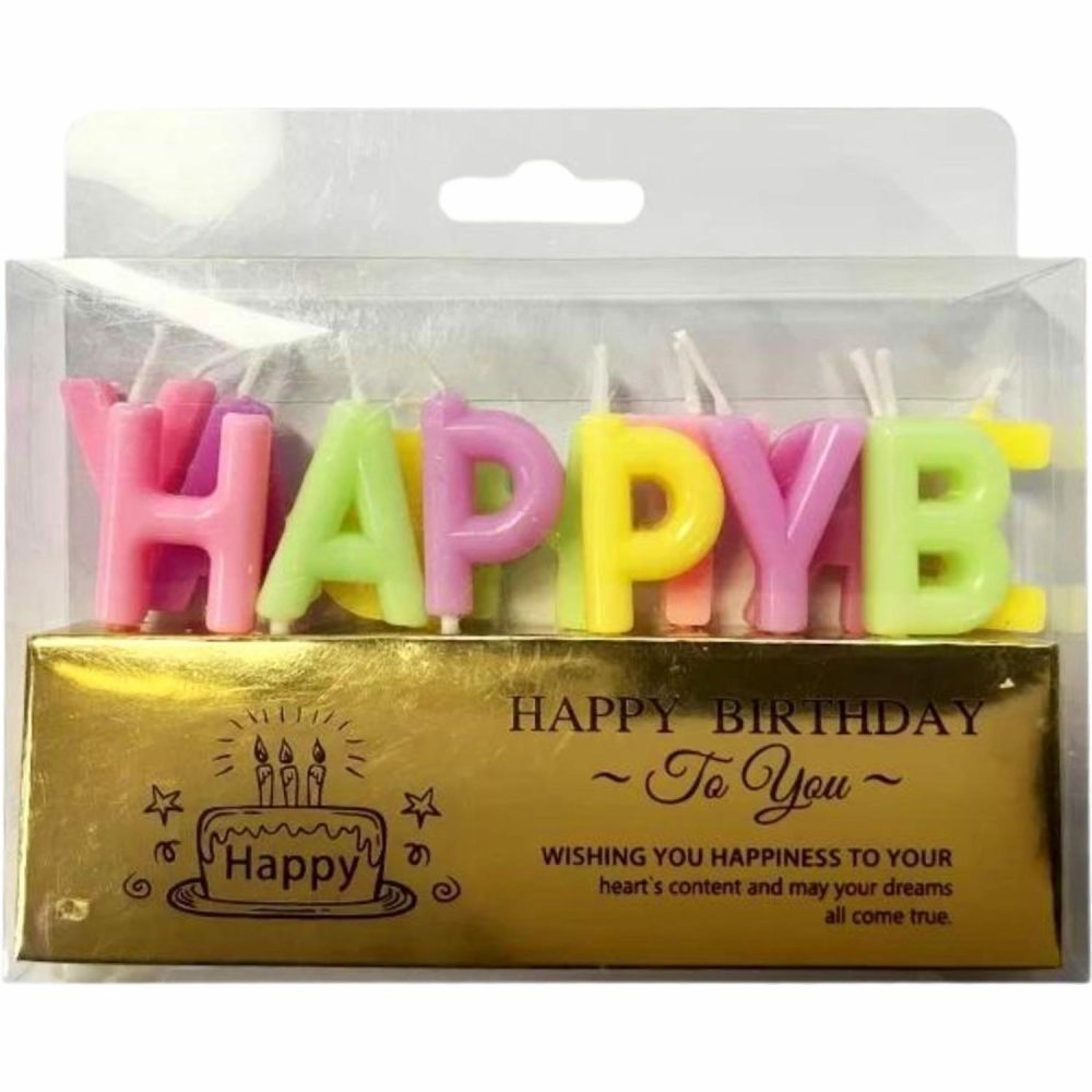 Candles | Pastel Coloured Happy Birthday Candles (Pack Of 13) Baking & Cake Decorating Candles