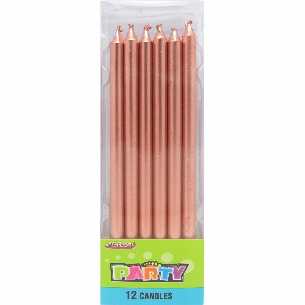 Candles | Rose Gold Birthday Candles (Pack Of 12) Baking & Cake Decorating Candles