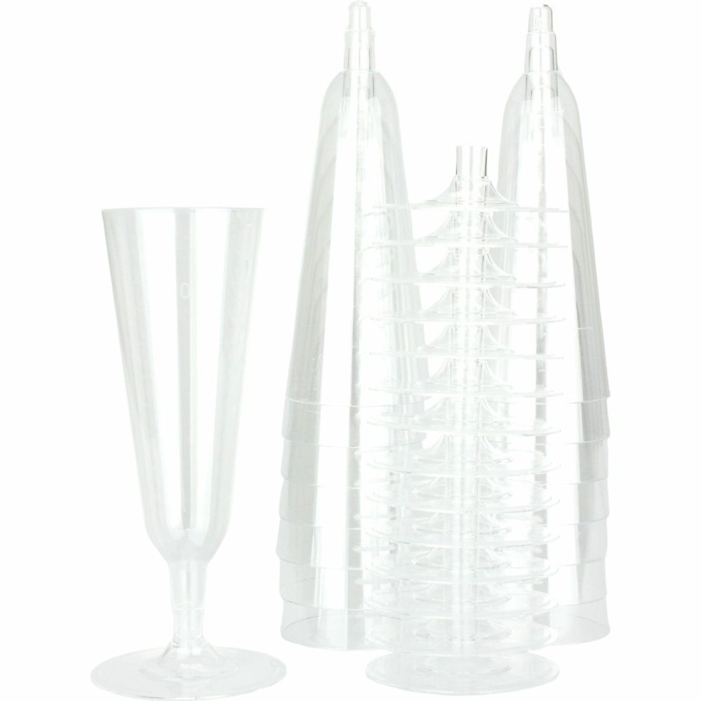 Cups & Glasses | Clear Plastic Champagne Glasses (Pack Of 15) Catering & Kitchen Cups & Glasses