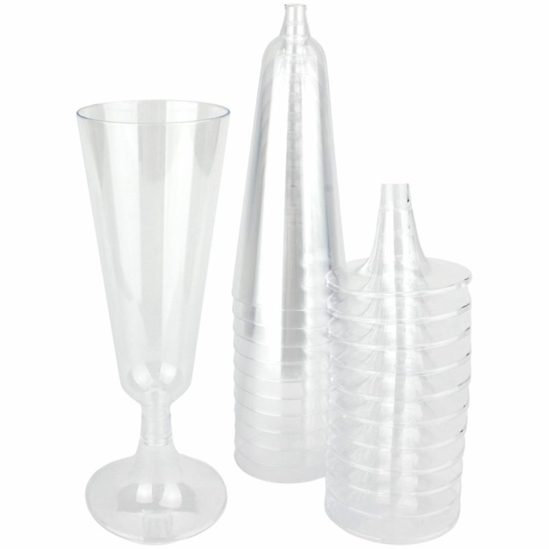 Cups & Glasses | Clear Plastic Reusable Champagne Glasses (Pack Of 12) Catering & Kitchen Cups & Glasses