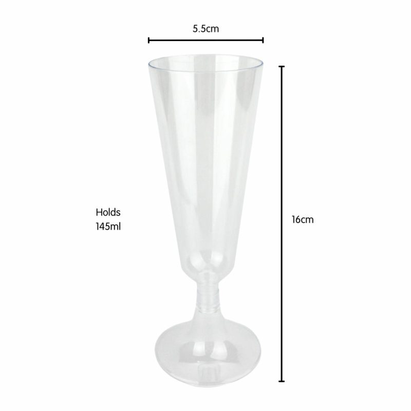 Cups & Glasses | Clear Plastic Reusable Champagne Glasses (Pack Of 12) Catering & Kitchen Cups & Glasses