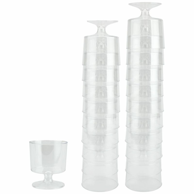 Cups & Glasses | Clear Plastic Reusable Mini Wine Tasting Glasses 60Ml (Pack Of 40) Catering & Kitchen Cups & Glasses