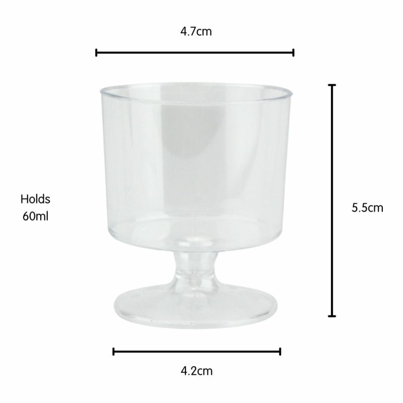 Cups & Glasses | Clear Plastic Reusable Mini Wine Tasting Glasses 60Ml (Pack Of 40) Catering & Kitchen Cups & Glasses