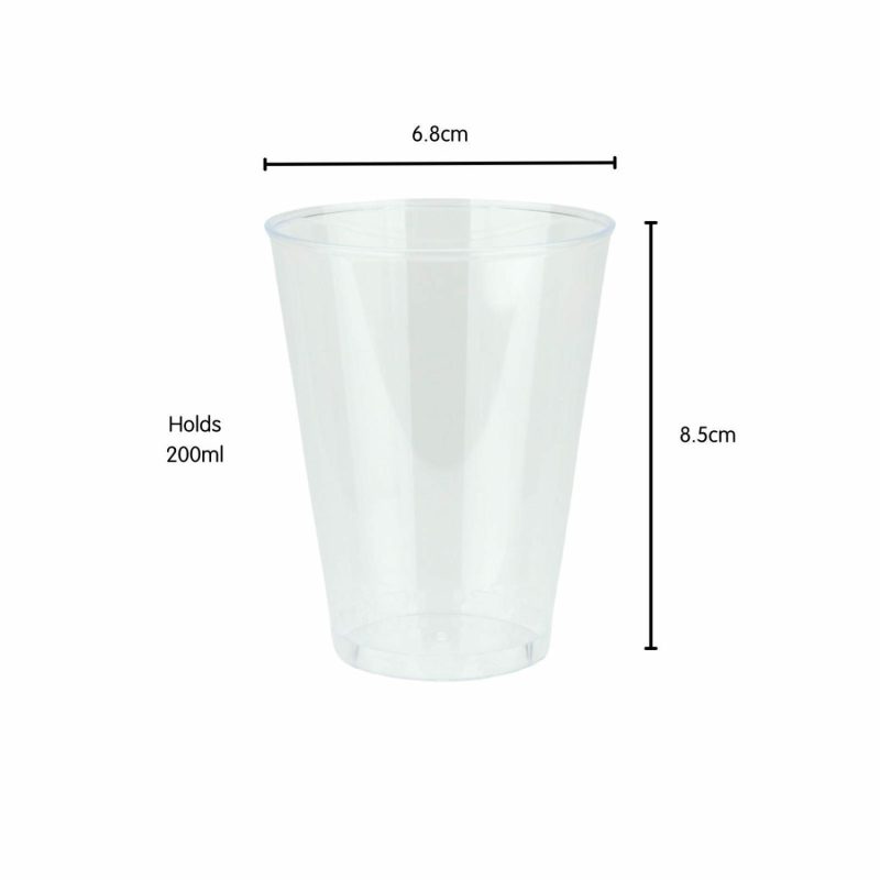 Cups & Glasses | Clear Plastic Reusable Tumbler Glasses 200Ml (Pack Of 12) Catering & Kitchen Cups & Glasses