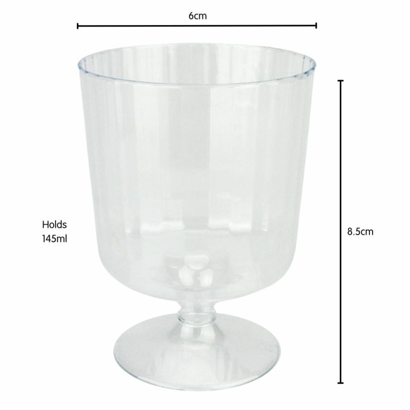 Cups & Glasses | Clear Plastic Ribbed Reusable Mini Wine Glasses 145Ml (Pack Of 15) Catering & Kitchen Cups & Glasses