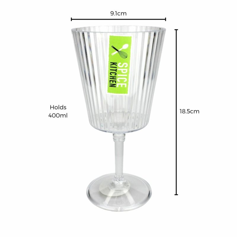 Cups & Glasses | Clear Plastic Ribbed Wine Glass 400Ml Catering & Kitchen Cups & Glasses