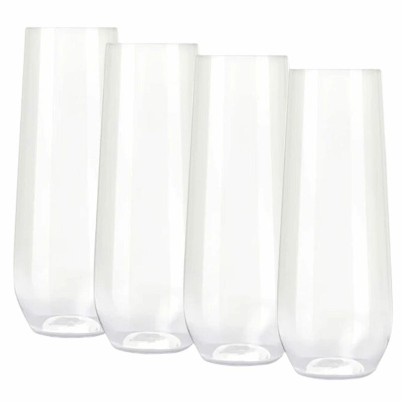 Cups & Glasses | Clear Plastic Stemless Champagne Glasses 250Ml (Pack Of 4) Catering & Kitchen Cups & Glasses