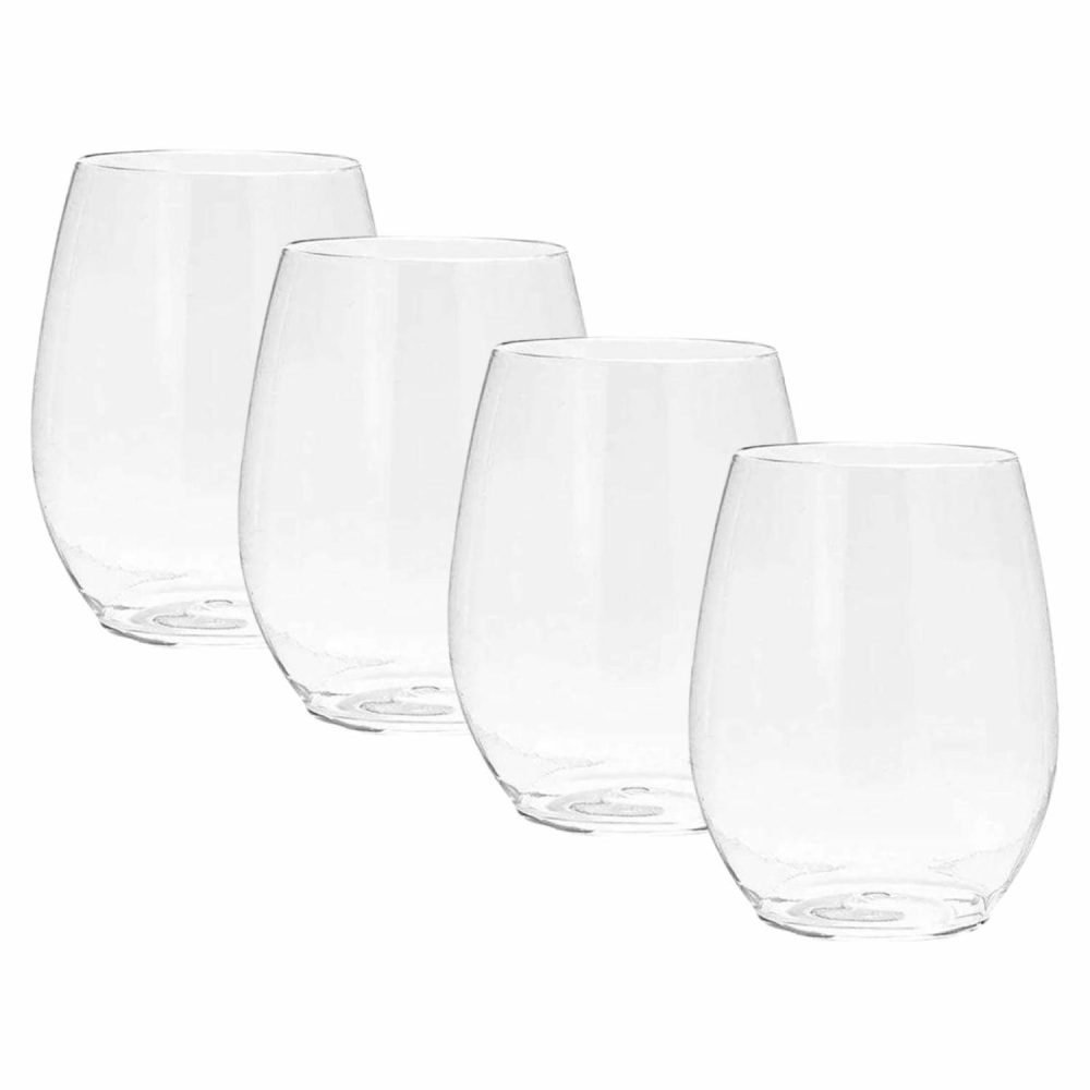 Cups & Glasses | Clear Plastic Stemless Wine Glasses 350Ml (Pack Of 4) Catering & Kitchen Cups & Glasses