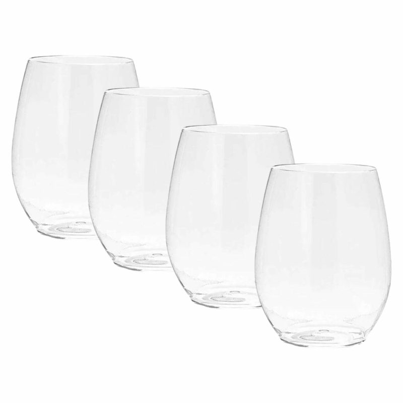 Cups & Glasses | Clear Plastic Stemless Wine Glasses 350Ml (Pack Of 4) Catering & Kitchen Cups & Glasses