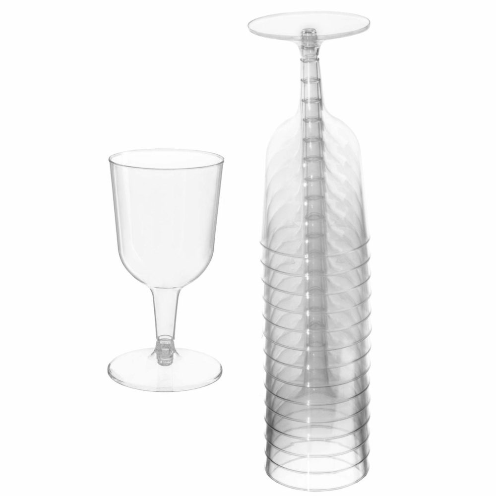 Cups & Glasses | Clear Plastic Wine Glasses (Pack Of 15) Catering & Kitchen Cups & Glasses