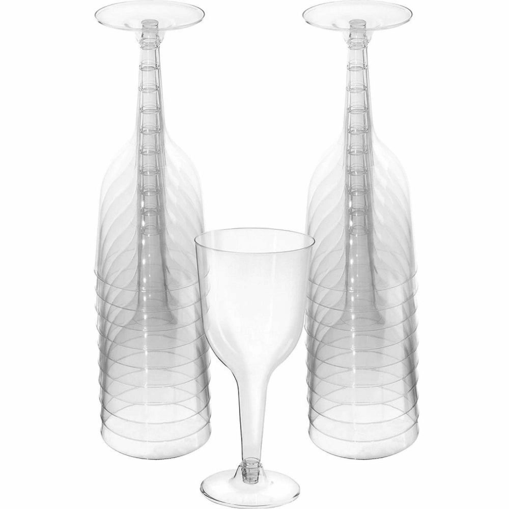 Cups & Glasses | Clear Plastic Wine Glasses (Pack Of 20) Catering & Kitchen Cups & Glasses