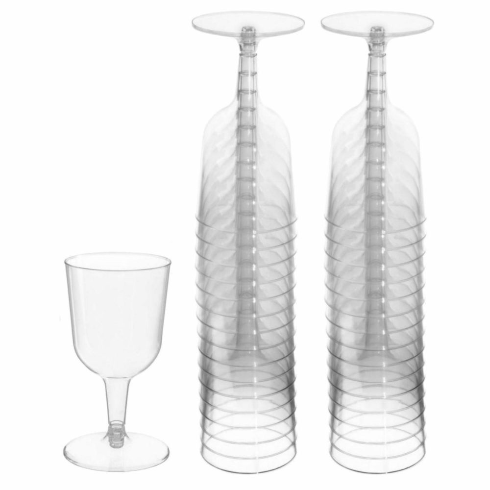 Cups & Glasses | Clear Plastic Wine Glasses (Value Pack Of 32) Catering & Kitchen Cups & Glasses