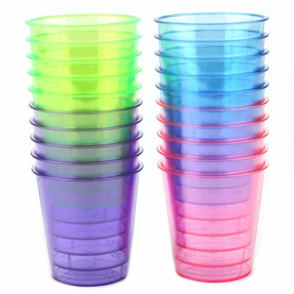 Cups & Glasses | Coloured Plastic Shot Glasses (Pack Of 20) Catering & Kitchen Cups & Glasses