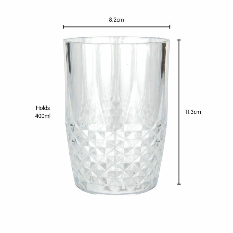 Cups & Glasses | Crystal Style Deco Clear Plastic Tumbler Glass 400Ml Catering & Kitchen Cups & Glasses