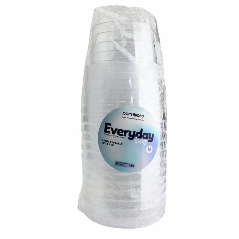 Cups & Glasses | Everyday Living Clear Plastic Reusable Juice Cup 200Ml (Pack Of 12) Catering & Kitchen Cups & Glasses