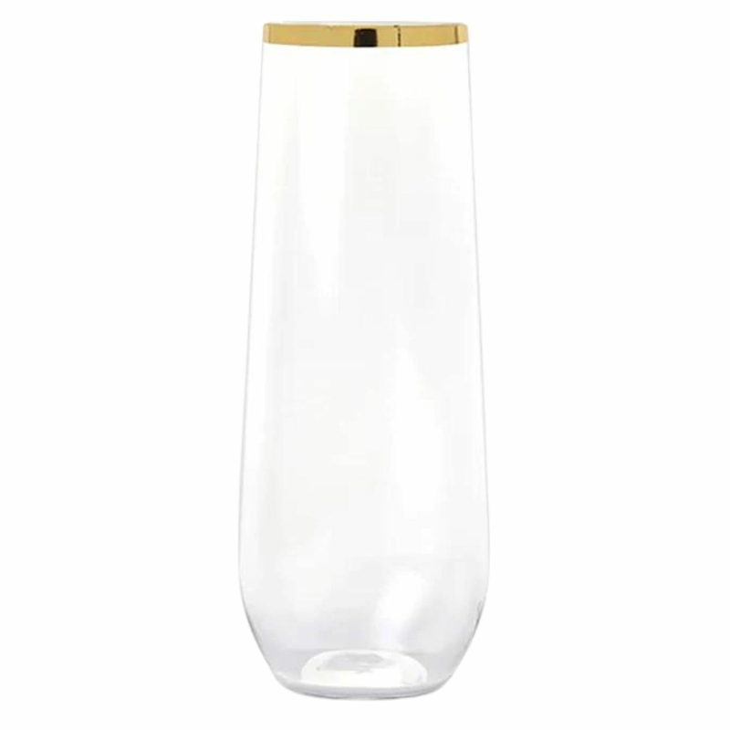 Cups & Glasses | Gold Trim Plastic Stemless Champagne Glasses 250Ml (Pack Of 4) Catering & Kitchen Cups & Glasses