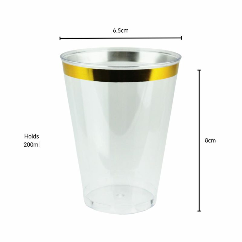 Cups & Glasses | Gold Trim Plastic Tumbler Cups (Pack Of 12) Catering & Kitchen Cups & Glasses