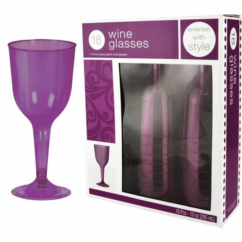 Cups & Glasses | Purple Plastic Wine Glasses (Pack Of 18) Catering & Kitchen Cups & Glasses