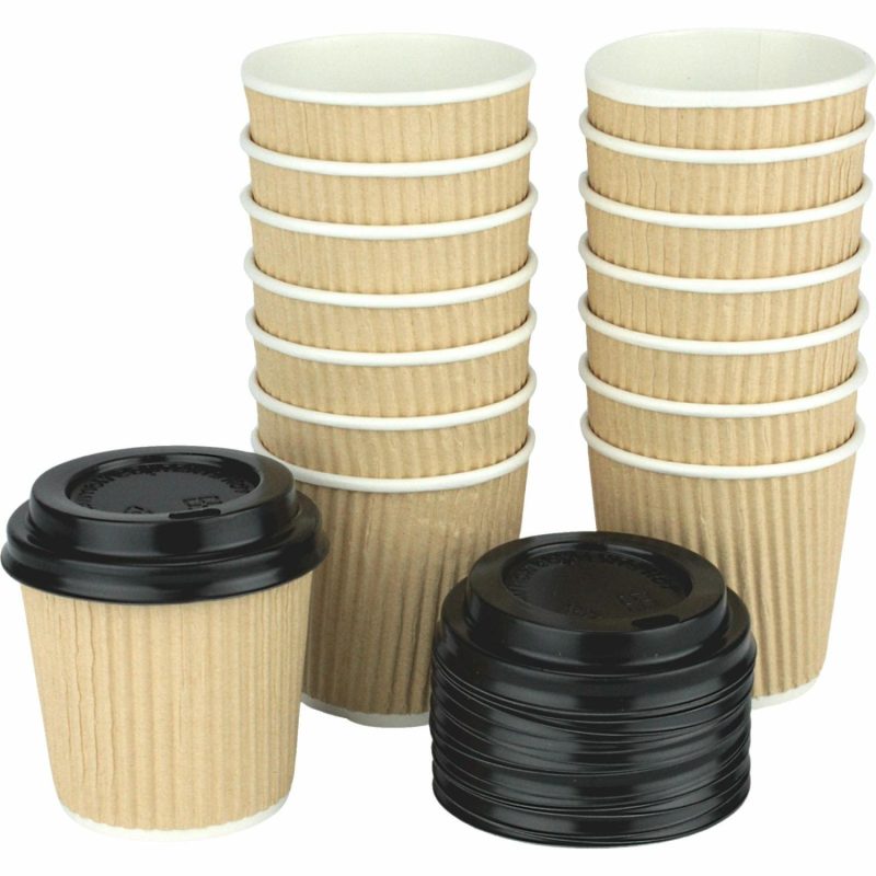 Cups & Glasses | Ripple Double Wall 120Ml Paper Coffee Cups With Lids (Pack Of 15) Catering & Kitchen Cups & Glasses