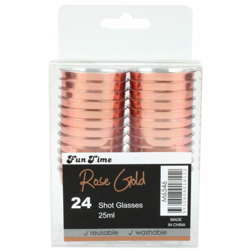 Cups & Glasses | Rose Gold Trim Plastic Shot Glasses 25Ml (Pack Of 24) Catering & Kitchen Cups & Glasses